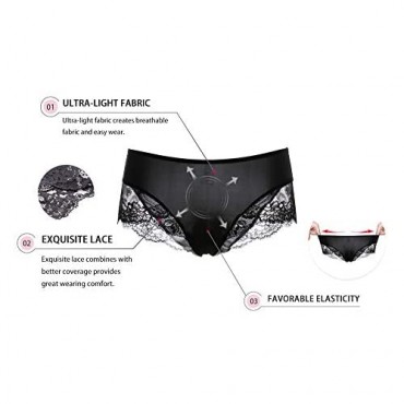 Aimer Women's Lace Underwear Low rise Hipsters Panties Pink/Black（S/M/L/XL）