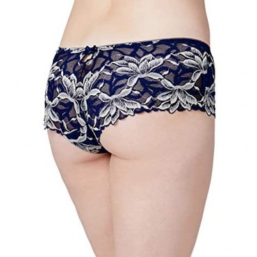Bramour by Glamorise Women's Plus Size Full Coverage Lacy Hipster Boy Short Noho Panty #8005