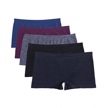 Ruxia Women's Seamless Boyshort Panties Nylon Spandex Underwear Stretch Boxer Briefs Pack of 5 …