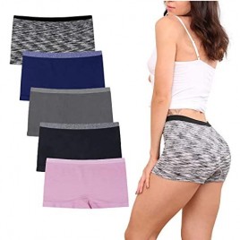 Womens Seamless Underwear Boyshort Ladies Panties Spandex Panty Workout Boxer Briefs 5-Pack