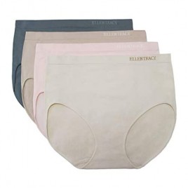 Ellen Tracy Women's 4 Pack Full Brief Seamless Logo Panty