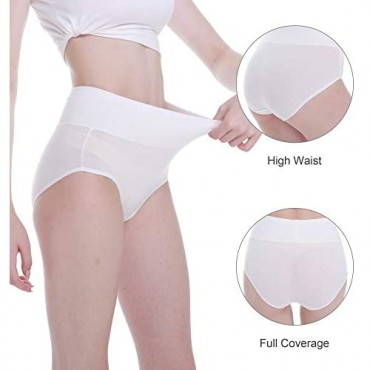 Falechay Womens Underwear Cotton High Waisted Briefs 5 Pack Ladies Hipster Panties