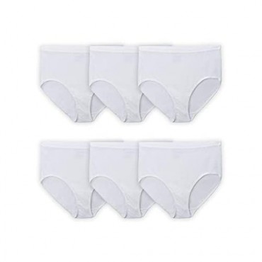 Fruit of the Loom Plus Size Fit for Me Women's White Cotton Briefs 6 Pack
