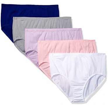 Fruit Of The Loom Women's Plus-Size 5 Pack Fit For Me Breathable Brief Assorted Color