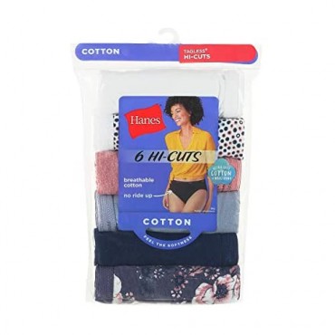 Hanes Women's Soft Cotton Tagless Hi Cut Panty Multiple Packs