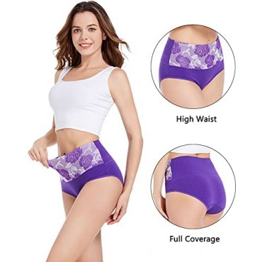 HAVVIS Women's High Waist Cotton Underwear Ladies Soft Breathable Full Briefs Panties Multipack