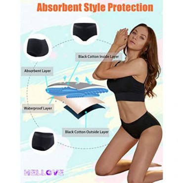 Hellove Absorbent Period Panties Heavy Flow Menstrual Leak Proof Underwear for Teen Girls Women