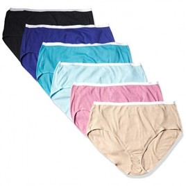 JUST MY SIZE Women's Plus Size Ribbed Cotton Briefs 6-Pack