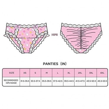 Littleforbig Women's Ladies Soft Cotton Underwear Comfortable Hipster Briefs 5 Pack Panties Set - Usagi Pattern