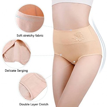 Pholeey Womens High Waist Underwear Cotton Panties Full Coverage 5 Pack