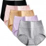 Pholeey Womens High Waist Underwear Cotton Panties Full Coverage 5 Pack