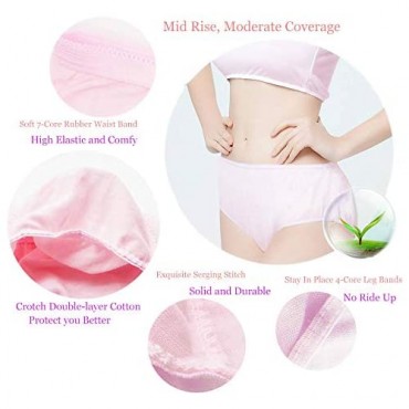 Starly Women's Disposable 100% Pure Cotton Underwear Travel Panties High Cut Briefs White/Macarons (10pcs/pk))