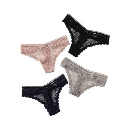 SweatyRocks Women's Floral Lace Sexy Briefs Waistline Panties Lingerie Set Casual Underwear Pack of 4