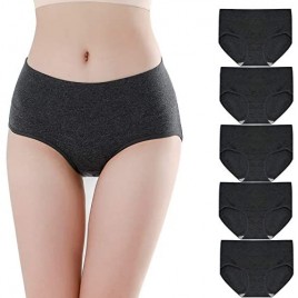 Wae's Womens Cotton-Spandex Underwear Full Coverage High Waisted Panties with 5-Pack(S-3XL)
