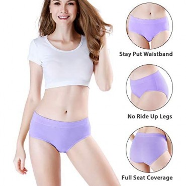 wirarpa Women's Cotton Stretch Underwear Soft Mid Rise Briefs Underpants Multipack