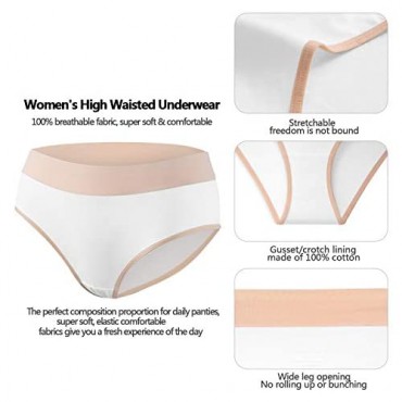 Women's High Waist Cotton Underwear Briefs Soft Breathable Full Size Coverage Panties