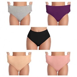 Womens Underwear Cotton High Waist Soft Breathable Stretchy Briefs Comfortable Panties for Ladies(Multicolor) (1Black 1Gray 1Beige 1Purple 1Red Medium)