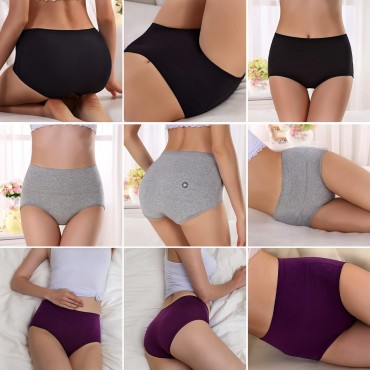 Womens Underwear Cotton Mid Waist No Muffin Top Full Coverage Brief Ladies Panties Lingerie Undergarments for Women Multipack
