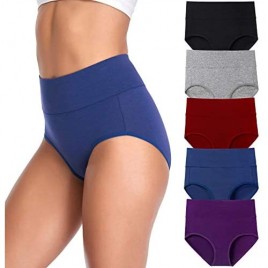 Women's Underwear High Waist Cotton Breathable Full Coverage Panties Brief Multipack Regular and Plus Size