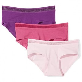  Brand - Mae Women's 3-Pack Sporty Cotton and Mesh Hipster Underwear