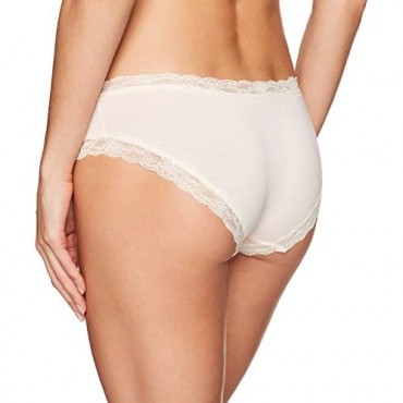 Brand - Mae Women's Super Soft Cotton Hipster Underwear with Lace 3 Pack