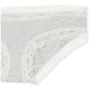 Brand - Mae Women's Super Soft Cotton Hipster Underwear with Lace 3 Pack