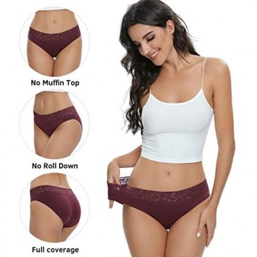 Cotton Hipster Panties for Women Lace Hiphugger Panties Bikini Underwear Pack