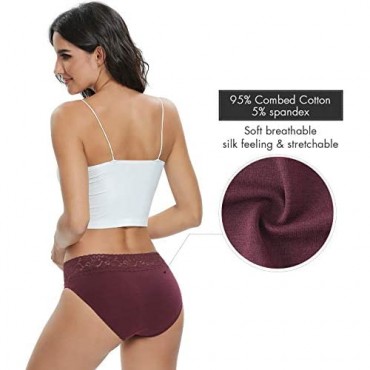 Cotton Hipster Panties for Women Lace Hiphugger Panties Bikini Underwear Pack