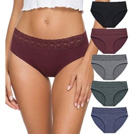 Cotton Panties for Women Bikini Underwear Hipster Underpants Lace Briefs Pack