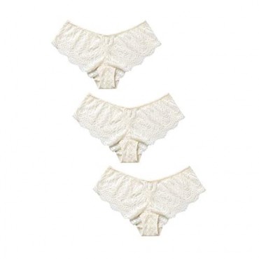 DOBREVA Women's 3 Pack Low Rise Cheeky Hipster Sexy Stretchy Lace Panties