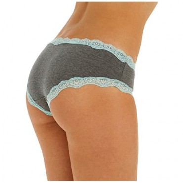 Free to Live 6 Pack Women's All Over Lace Panties - Colorful Trim Hipster Cotton Underwear