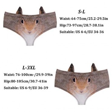 Hamrank Women's Funny Underwear Animal 3D Print Briefs Sexy Underwear with Ears for Women