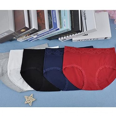 Hbhpov Womens Seamless Underwear High Waist Breathable Soft Cotton Briefs Hipster Panties for Ladies 5 Pack