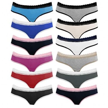 Sexy Basics Womens 12 Pack Lace Underwear Hipster Panties/Cotton-Spandex/Ultra-Soft Cotton Stretch Underwear