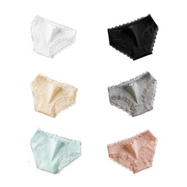 Shonpy Womens Lace Underwear Hipster Panties Cotton-Spandex-6 Pack Colors
