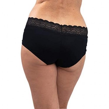 UltiUndies Leakproof HipHugger Modal Lace Underwear Panties - Absorbs 4 Tsps