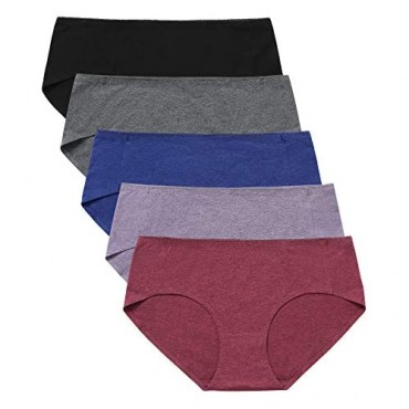VOENXE Seamless Underwear for Women No Show Cotton Hipster Panties 5 Pack