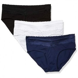 Warner's Women's No Pinching No Problems 3 Pack Cotton Hipster with Lace Panties