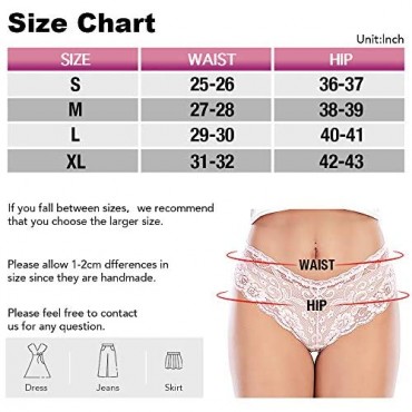 Women's Lace Underwear Hipsters Panties for Women Middle-Low Waist Briefs Panties Pack of 4