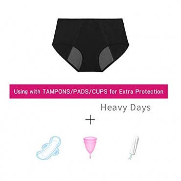 Womens Period Panties for Teens Leak Proof Underwear Menstrual Heavy Flow Protective Hipsters