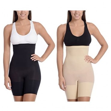 Body Beautiful Seamless All-in-One High Waist Long Boy Leg Mid Thigh Shaper with Butt Support.