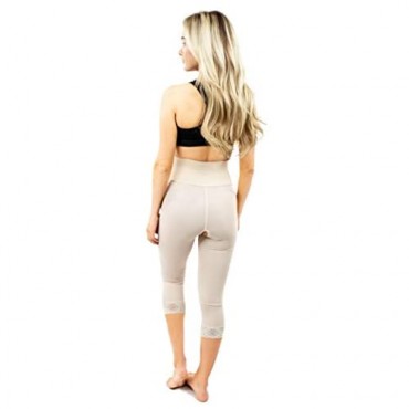 ContourMD Post Surgery Compression Shorts Mid Calf High Waisted 4 Girdle Style2 p (Beige Small)