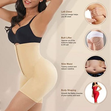 Feelingirl Women's Open Bust Tummy Control Shapewear Thong High Waist Ladies Bodysuits