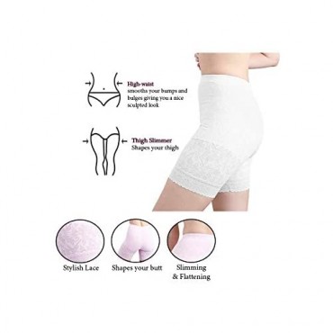 High Waist Thigh Slimmer Tummy Control Shapewear -USA Made Fabric- Body Shaper Womens Lace Panties