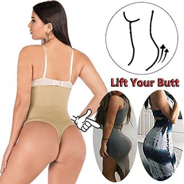 HOMETA Butt Lifter High Waist Thong Shapewear for Women Tummy Control Thong Panties Body Shaper