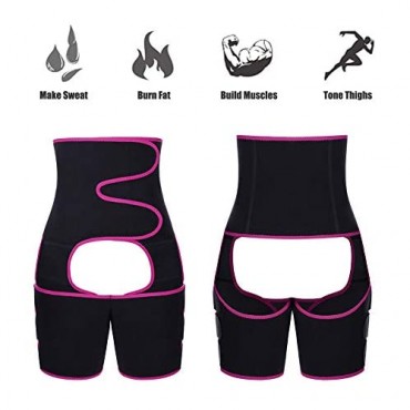 JOYMODE Thigh Support Waist Trimmer Belt for Women Weight Loss Tummy Control Compression Sleeve Thigh Brace Band