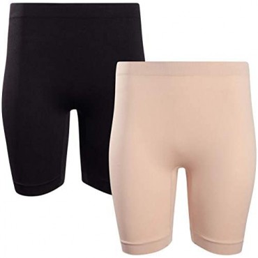 Marilyn Monroe Women's Shapewear – Seamless Tummy Control Slip Boyshort Panties High-Waisted Thigh Slimmers (2 Pack)