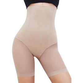 SLIMBELLE Seamless Shapewear Shorts for Womens Under Dress Tummy Control Thigh Slimmer Panty High Waist Mid-Thigh Body Shaper Beige S