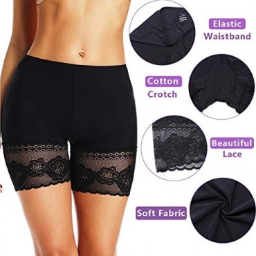 Slip Shorts for Under Dresses Thigh Slimmer Short Panties for Women Anti Chafing Thigh Bands with Lace