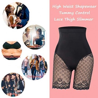 Women High Waist Shapewear Tummy Control Shorts Lace Leg Thigh Slimmer Butt Lifter Panty Underwear Body Shaper